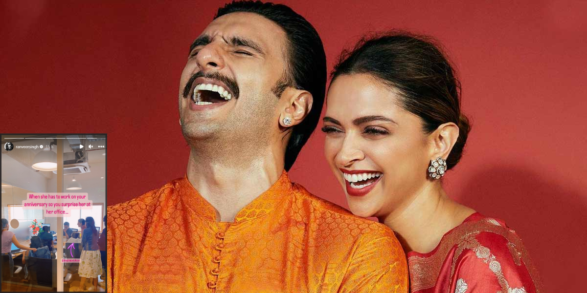 Ranveer Singh surprised Deepika with flowers and chocolates at her office on their wedding anniversary